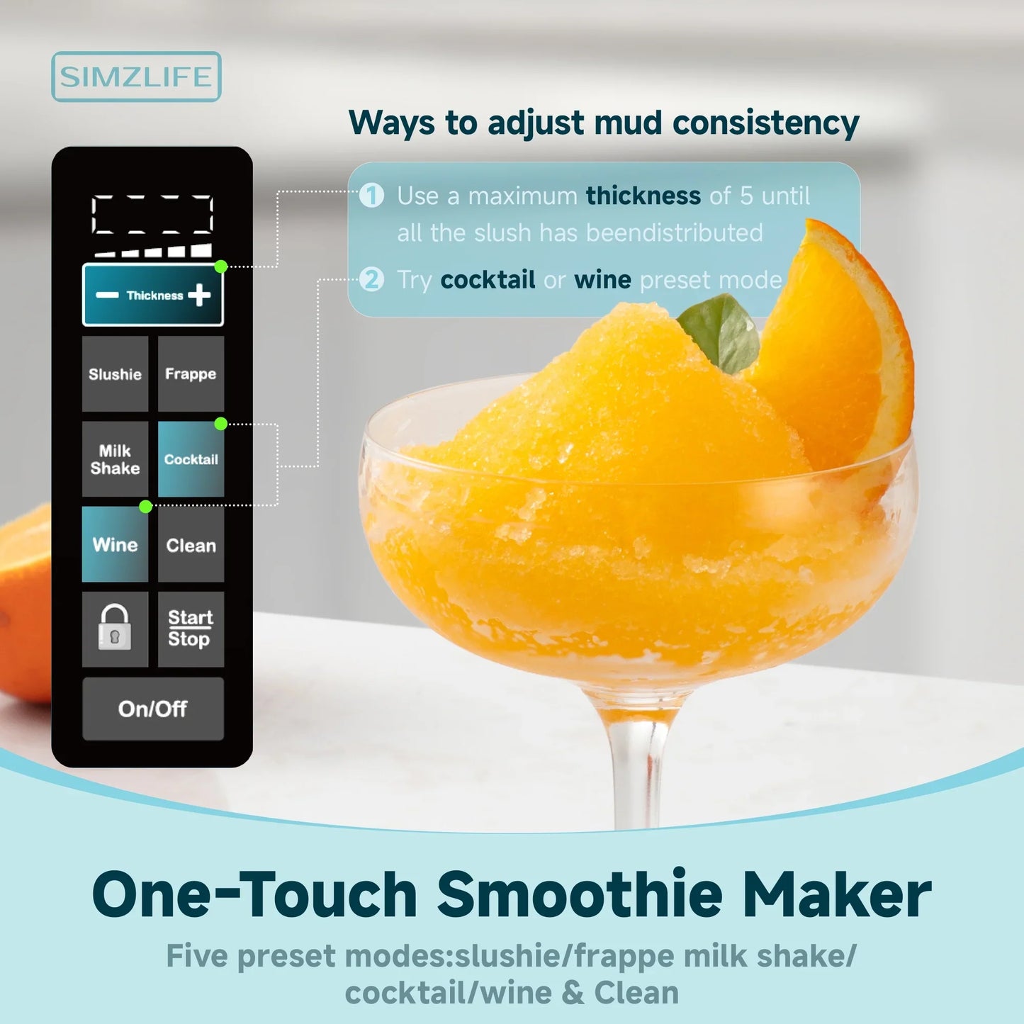 Simzlife Slushie Machine, No Ice Needed, 88 oz Slushy Maker Machine for Home, Professional Frozen Drink Maker with Self-Cleaning Function