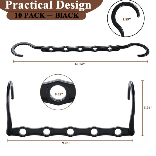 Aovky Space Saving Hangers for Clothes, 10 Pack Black Magic Hangers, 5 Holes Sturdy Plastic Hanging Closet Organizer and Storage, Shirt Hangers Space Saving, College Dorm Room Essentials
