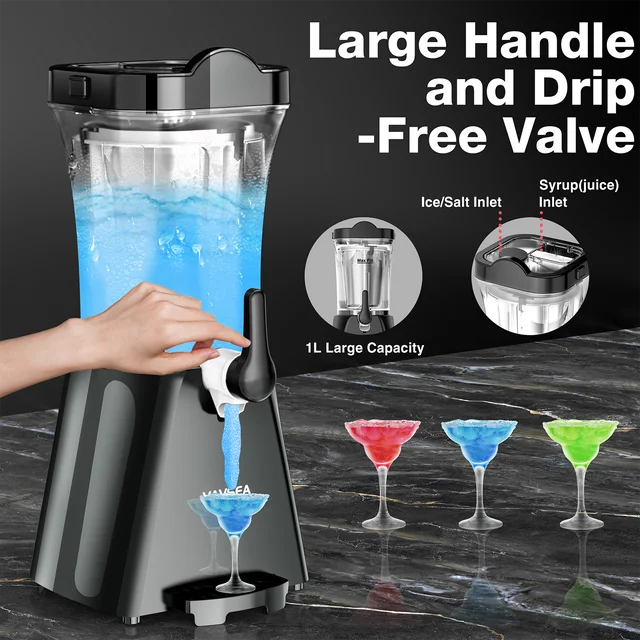 Slushie Machine, Slushy Maker for Home, Frozen Drink Maker for Smoothie, Ice Cold Slush for Kids, Black
