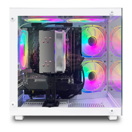 Suevery AMD Ryzen 5 5600 + Radeon RX 6500 Gaming PC with B450 Motherboard, 16GB DDR4 3200MHz, 1TB NVMe SSD, WiFi 6, 400W PSU, and RGB Lighting