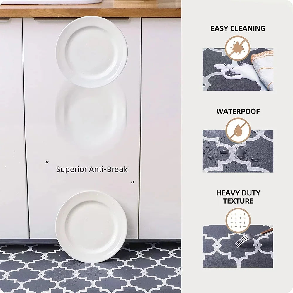 Cushioned Anti-Fatigue Kitchen Rug Mat ,17.3"x 28",Non Slip Waterproof , Heavy Duty PVC Ergonomic Comfort Mat for Kitchen, Floor Home, Office, Sink, Laundry