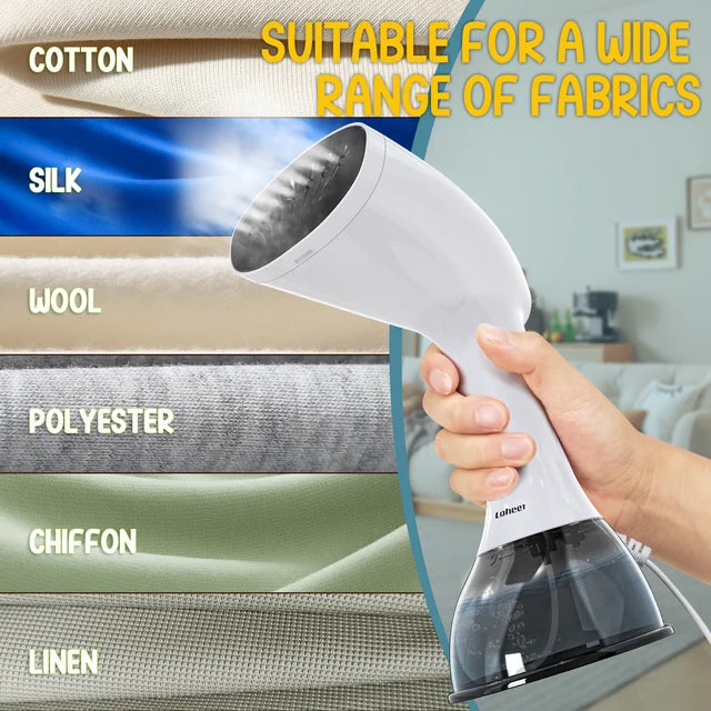 LOHEER Steamer for Clothes, 1350W Portable Handheld Garment Steamer, 400ml Water Tank, White/Black