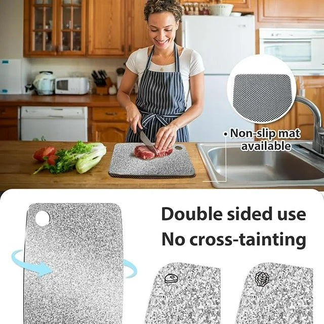 100% Pure Titanium Cutting Board – EPA-Certified Cutting Board, Double-Sided Pure Titanium Cutting Board for Kitchen and Outdoor Cooking (12"x8")
