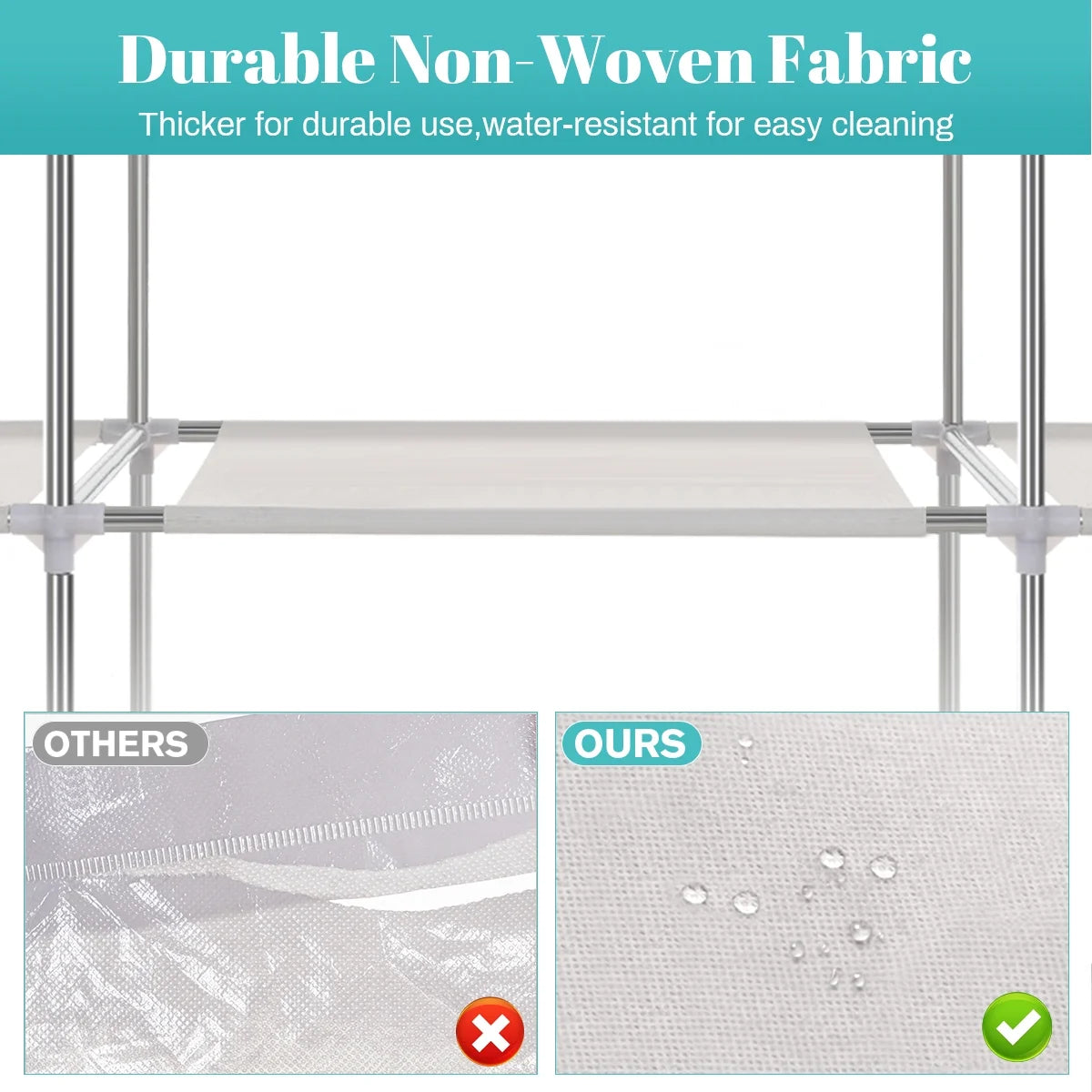 HONEIER Portable Closet Storage Organizer Clothes Wardrobe Shoe Clothing Rack Shelf Dustproof Non woven Fabric, Quick and Easy to Assemble