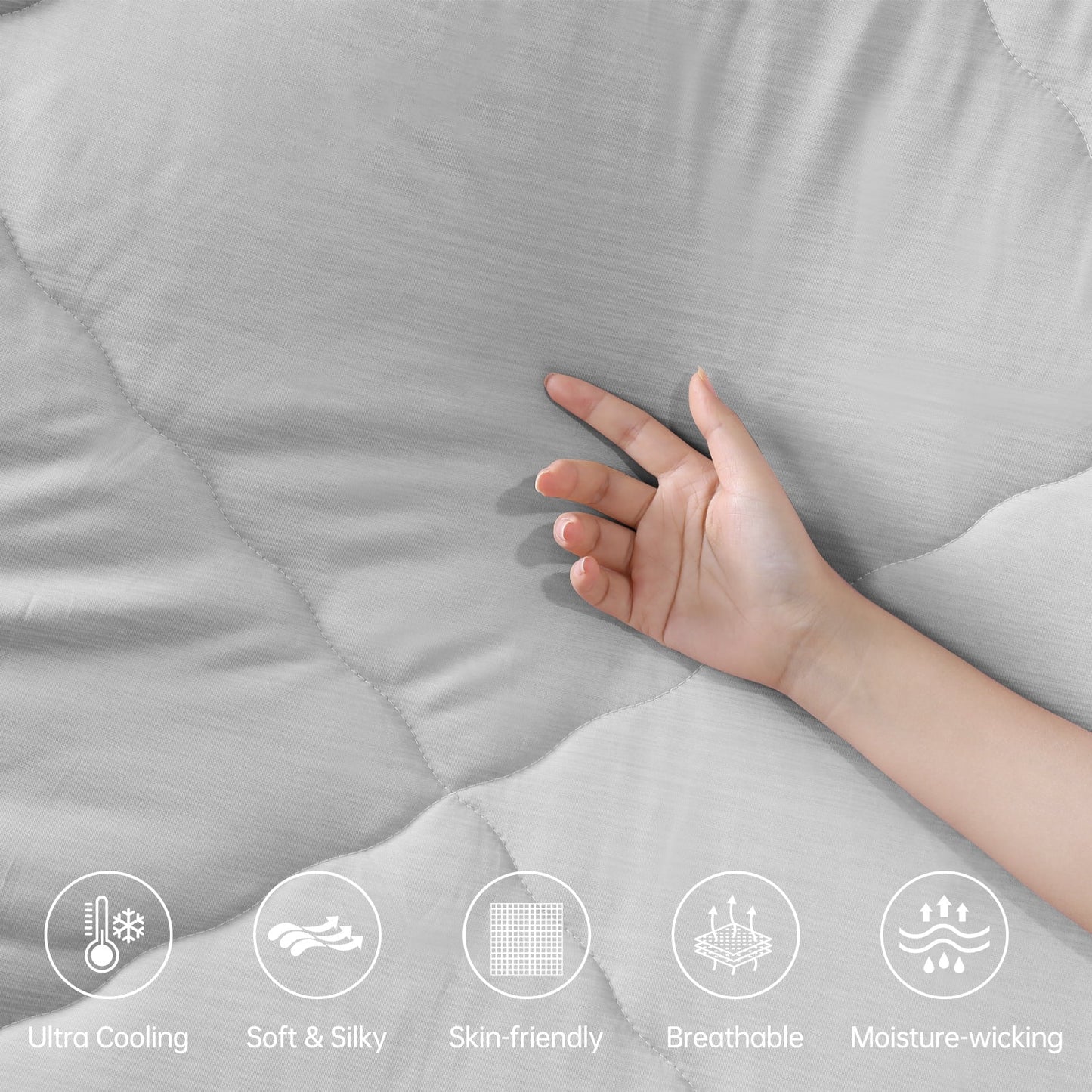 Aship Cooling Comforter Queen Size, Double Sided Cooling Blanket for Hot Sleepers, Q-Max 0.45, Arc-Chill Cooling Fabric, Lightweight Breathable Summer Comforter 79*87 in