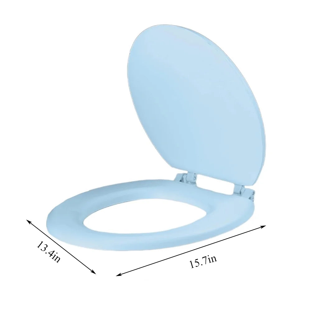 Aiteng Durable Round Toilet Seat with Slow Soft Close - Easy to Install and Clean, Never Loosens, Fits Most Round Toilets, Blue