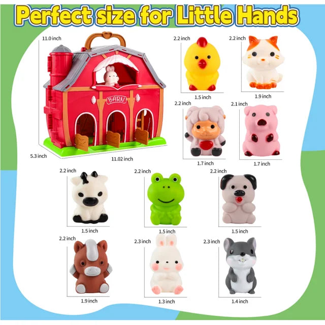 Farm Animals Big Barn Toy for 1 2 3 Year Old, Toddler Educational Montessori Toys, Farm Pretend Playset with Barn & Farmer, Christmas Birthday Easter Gift for Toddler Baby Boys Girls 1-3 Years