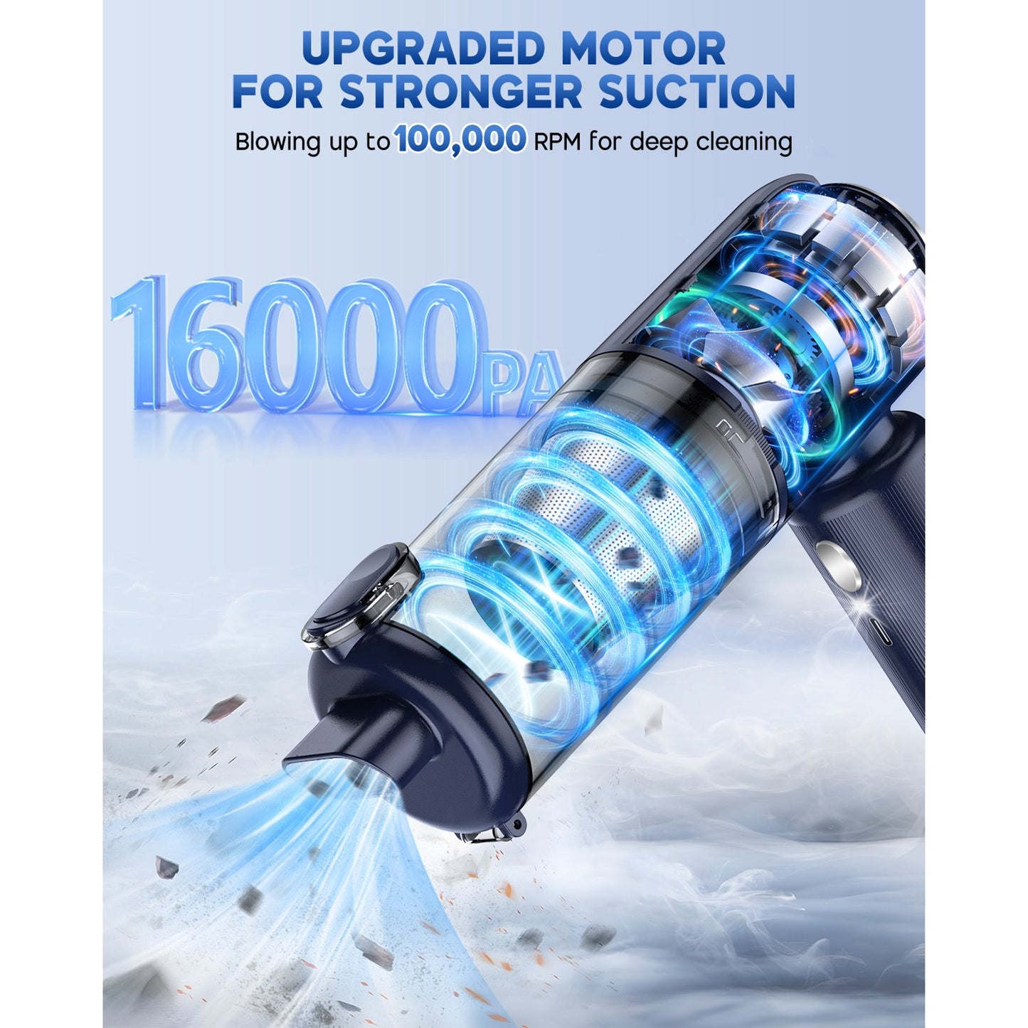 Handheld Cordless Vacuum Cleaner, 15000PA High Power Vacuum,Dust Collector,Digital Display,Rechargeable Car Vacuum,Suitable for Car,Home,Pet Hair