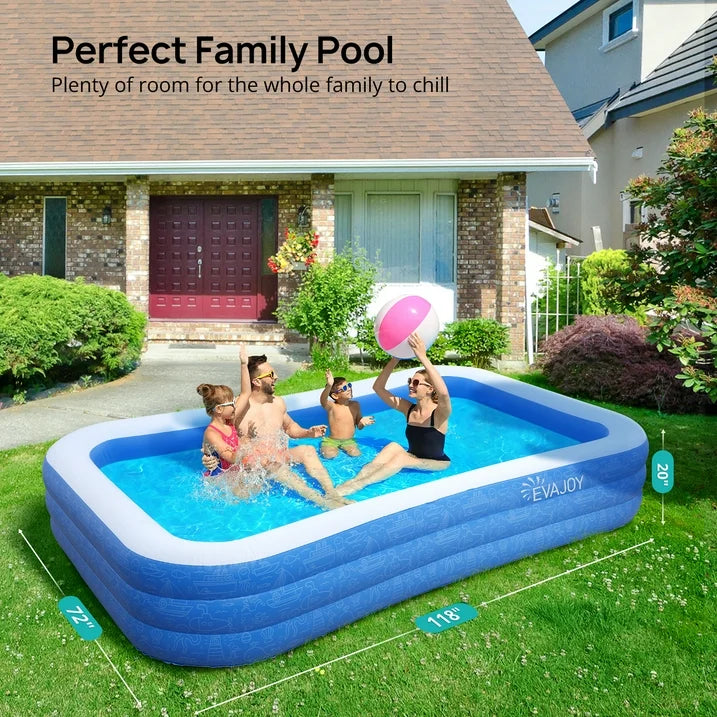 TaoTronics Inflatable Swimming Pools, 118'' x 72'' x 20'' Blow up Swimming Pools, Kiddie Pool Large Size Thickened Blow up Swimming Pools Play Center for Kids Children Family Outdoor Garden Backyard