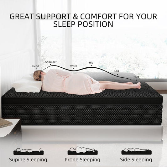 Queen Mattress,Yilicy 12 inch Hybrid Mattress in a Box with Memory Foam and Pocket Spring, Breathable Construction, Medium