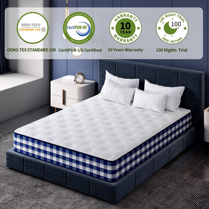 JYYA88BB Full Size Mattress, 10 inch Cooling Gel Memory Foam Hybrid Mattress in a Box,Medium