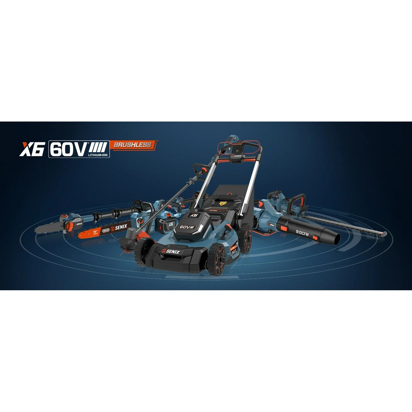 SENIX X6 60V Brushless 810CFM Cordless Leaf Blower, 4Ah Battery and Charger Included