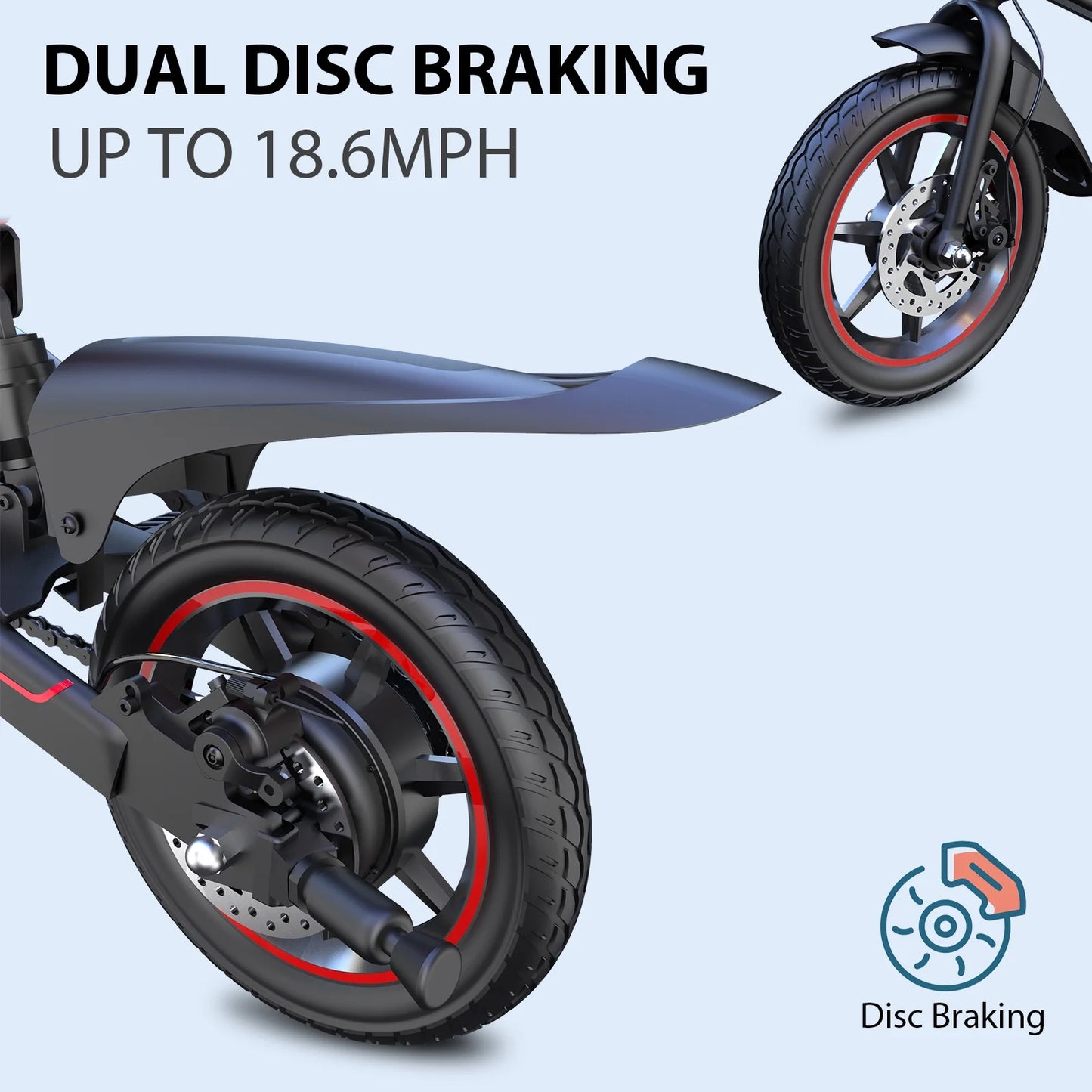 MIHOVER Updated 14 Ebike 450W Electric Bike for Adults, 18.6MPH 3 Riding Modes Mini Electric Bike with 36V 10AH Battery UL2849(Free Lock)