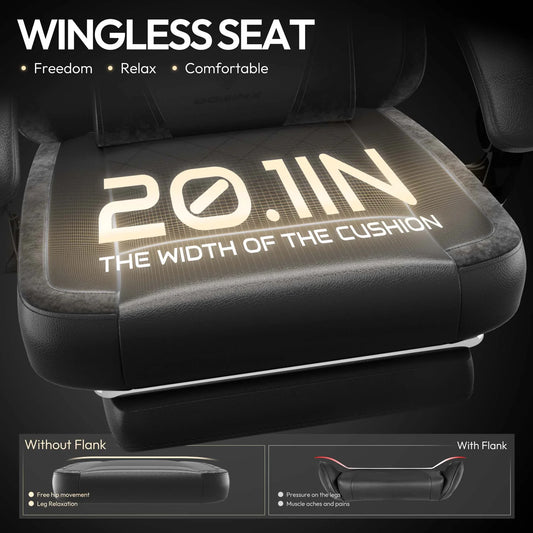 Dowinx Ergonomic Gaming Chair with Pocket Spring Cushion & Massage Lumbar Support High Back Office Computer Chair with Footrest for Adults, 300LBS Capacity, Leather Design, Black