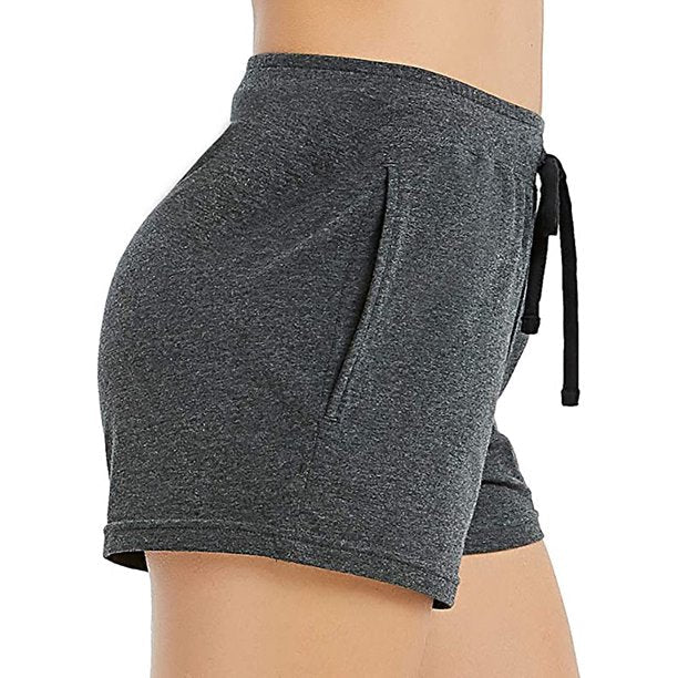 HEARTNICE Womens Cotton Pajama Shorts, Soft Sleep Shorts Lightweight Lounge Pj Bottoms,(Black/Dark Gray mel,M)
