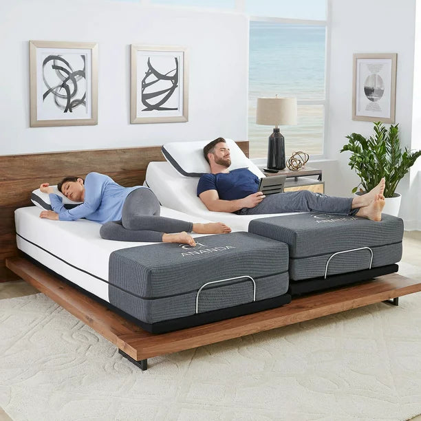Split King Size Adjustable Bed Frame with USB Port and Head/ Foot Tilt,Remote Control,King Bed Frame Without Mattress