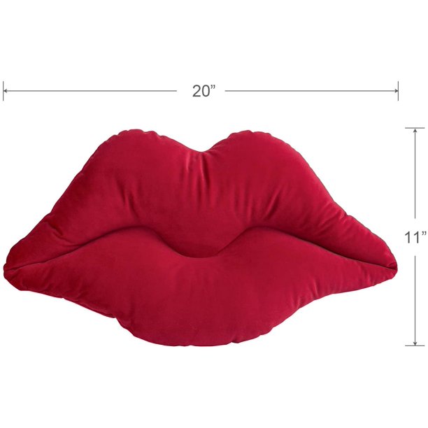 Ashler 3D Lips Soft Velvet valentine's day Decor Throw Pillows for Couch Bed Living Room, Insert Included, New Red, 20 X 11 inches