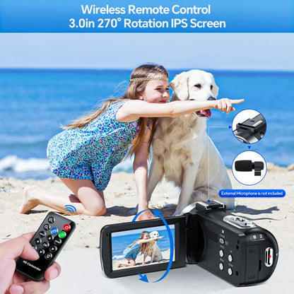 Campark 4K 30FPS Video Camera 42MP Photo 3” 270 Screen Digital Camcorder for Vlogging Youtube