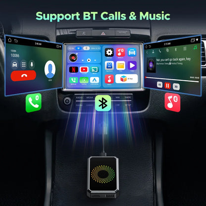 Lamtto Wireless Carplay Adapter, 3 in 1 Magic Video Box with Built in Netflix YouTube, Dongle with USB Drive and HDMI Output for OEM Wired Apple Car Play and Ared Apple Car Play and Android Auto Cars