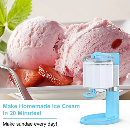 Ice Cream Maker, Frozen Yogurt Machine, for Homemade Gelato, Sorbet, Electric Soft Serve Maker, 1 Quart, Blue