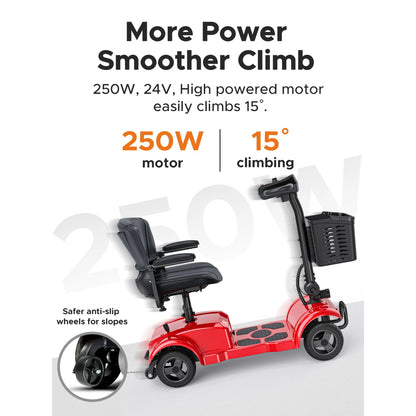 ENGWE Upgrade 4 Wheel Mobility Scooter for Seniors,Foldable Powered Mobile Wheelchair with Basket,Electirc Wheelchair for 264lbs,Blue