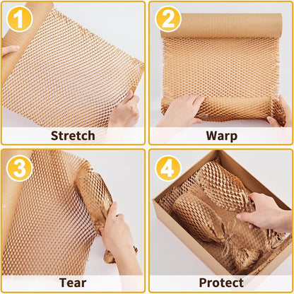 Honeycomb Packing Paper, 15x 164 Bubble Packing Wrap for Packing Shipping Moving Bubble Packing Paper Wrapping Roll Recyclable Moving Supplies With 20 Fragile Sticker Labels