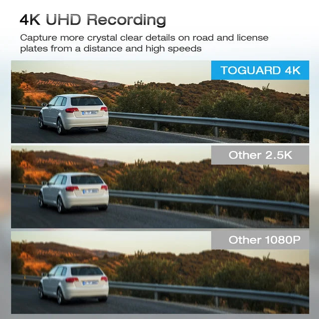 TOGUARD Rear View Mirror Camera, 12" Touch Screen 4K+1080P Front and Rear Dash Cam, Parking Assist, Parking Monitoring, GPS