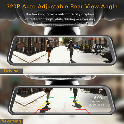 TOGUARD 1080P Mirror Dash Cam for Car, 10" Full Touch Screen Dash Cam Front and Rear, Night Vision, Parking Assist, Loop Recording, G-Sensor