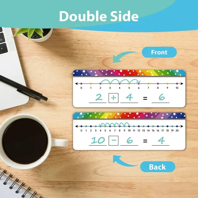 VUSIGN 26 Pack Double Sided Number Line Dry Erase Boards, 0-10 on One Side, 0-20 on Other Reusable Math Whiteboards for Kids, Students, Classrooms & Home Learning