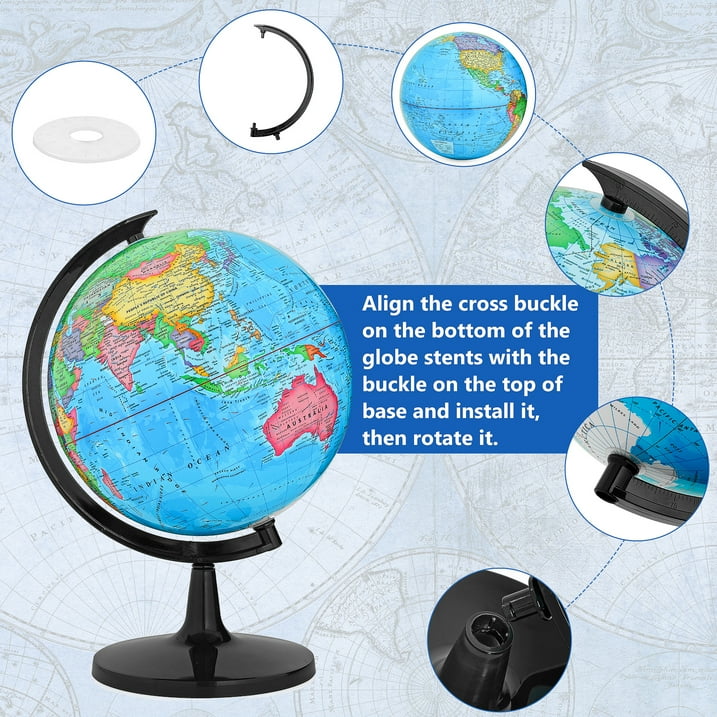 BSHAPPLUS 13 World Globe,Globe for Kids,World Globe with stand,World Globes for Adults,Blue