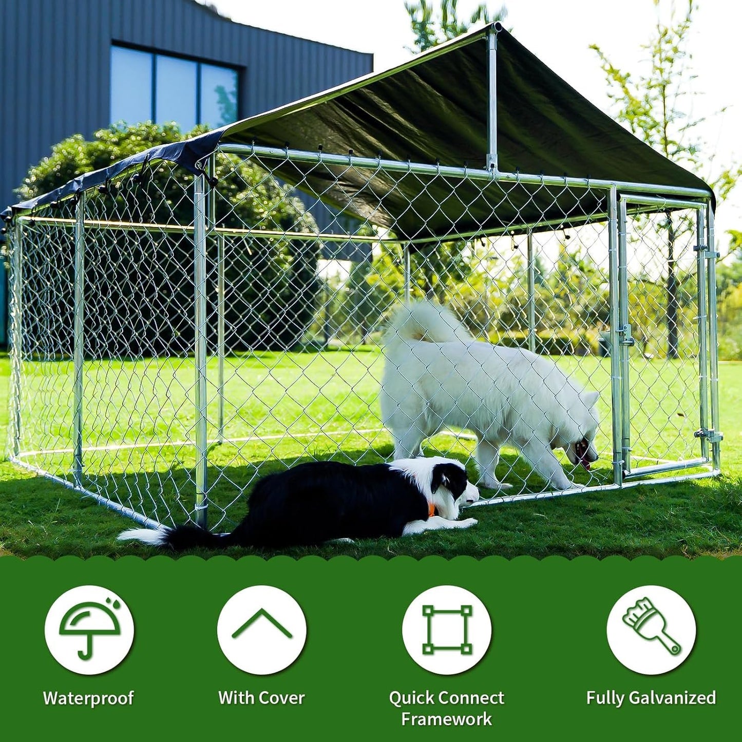 Outdoor Dog Kennel Outside Large Heavy Duty Shade Dog Pen Playpen Pet Dog Enclosure Crate Dog Run House