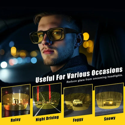 INHAO Polarized Night Driving Glasses for Men Women Fit Over Glasses, Night Vision Glasses Ultra Lightweight UV400 Protection