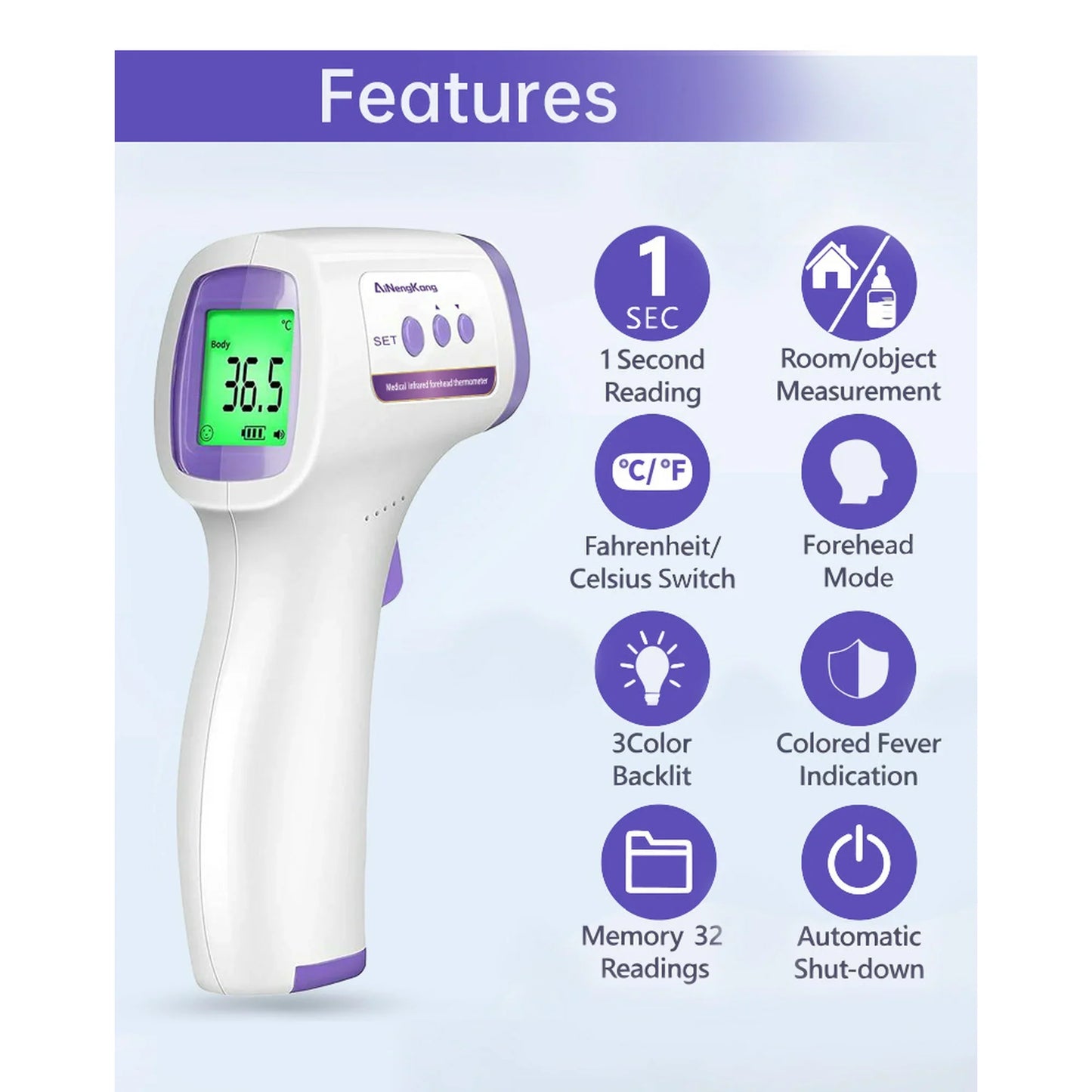 SUWU Non Contact Infrared Thermometer for Forehead, Food and Bath Touchless Thermometer for Adults, Babies, Toddlers and Kids