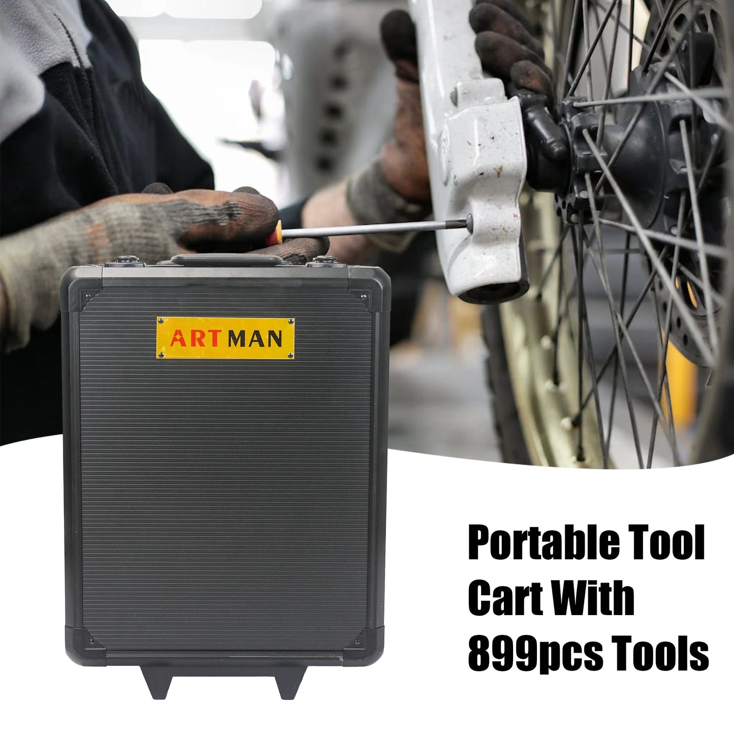 Tool Set - Seizeen 899 Pieces Professional Mechanics Hand Tool Set, Mobile Tool box on Wheels W/Ratchets&Socket, Screwdriver, Tongs, Black 4-layer Tool Case & Tool Kit COMB for Man Repairer Artisan