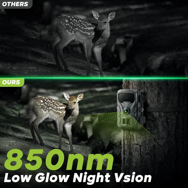 CAMPARK Trail Camera 4K 48MP Game Hunting Deer Camera with Night Vision Waterproof IP66 0.1s Trigger Time Latest Sensor Motion Time-Lapse 120 Wide-Angle 2.0” LCD for Wildlife Monitoring