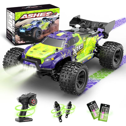 LOHEER 1:18 Fast RC Cars for Adults, 35+KM/H 4WD Off-Road RC Truck, Remote Control Monster Truck with 2 Batteries & LED, Perfect Gift for Adults & Kids Outdoor Terrain Racing