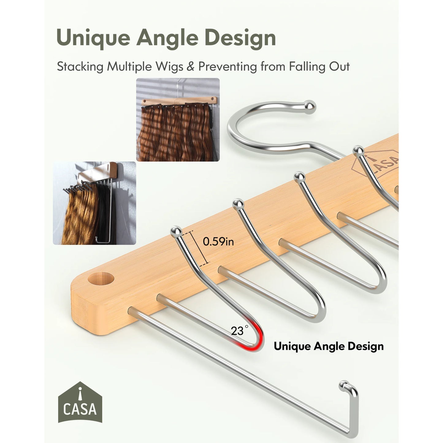 Hair Extension Holder Hanger With 4 PACK Removable Hair Rack Natural Wood Hair Styling Tool and Extension Caddy for Washing, Coloring and Blow-Drying of Weft, Clip-In, Tape-In Hair Extensions