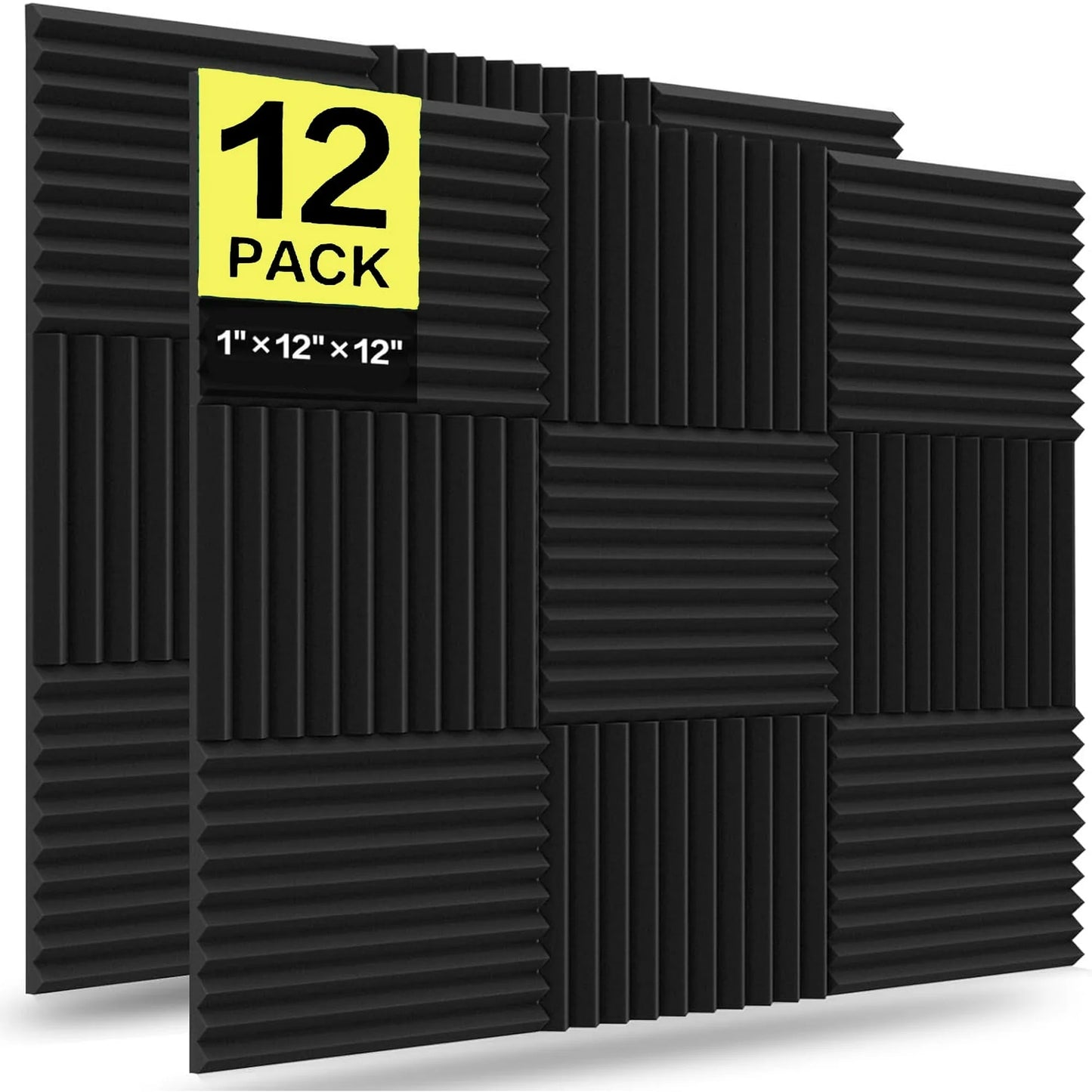 12 Pack Acoustic Panels, Studio Soundproofing Foam for Wall,12" X 12" X 1"
