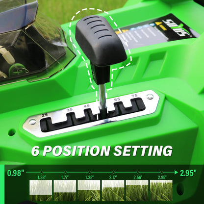 SOYUS Electric Lawn Mower Cordless, 15 Inch 40V Battery Powered Lawn Mower with Brushless Motor, 6 Position Height, includes 2x4.0Ah Batteries and Dual Port Charger