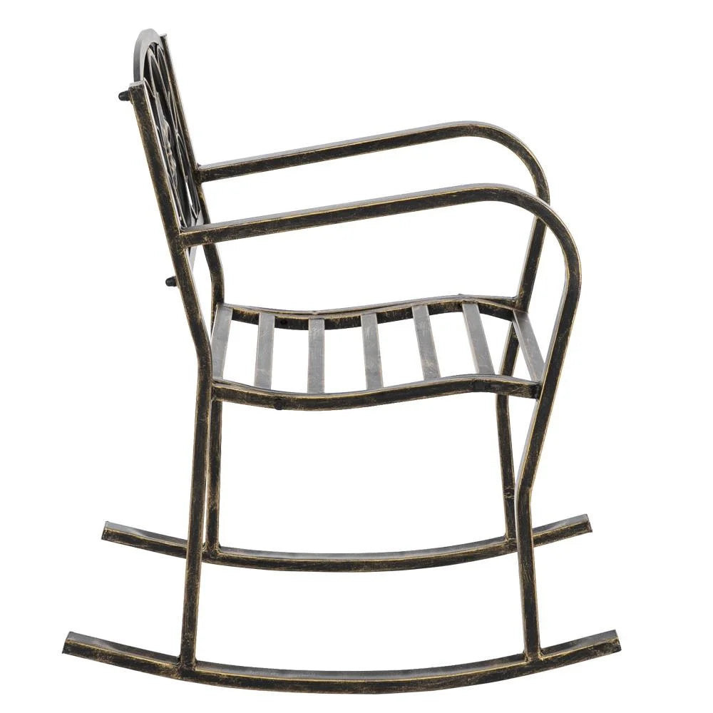 Zimtown Metal Rocking Chair for Garden Patio Yard Black, Wrought Iron Rocker for Outdoor, Patio, Garden, Porch, Black