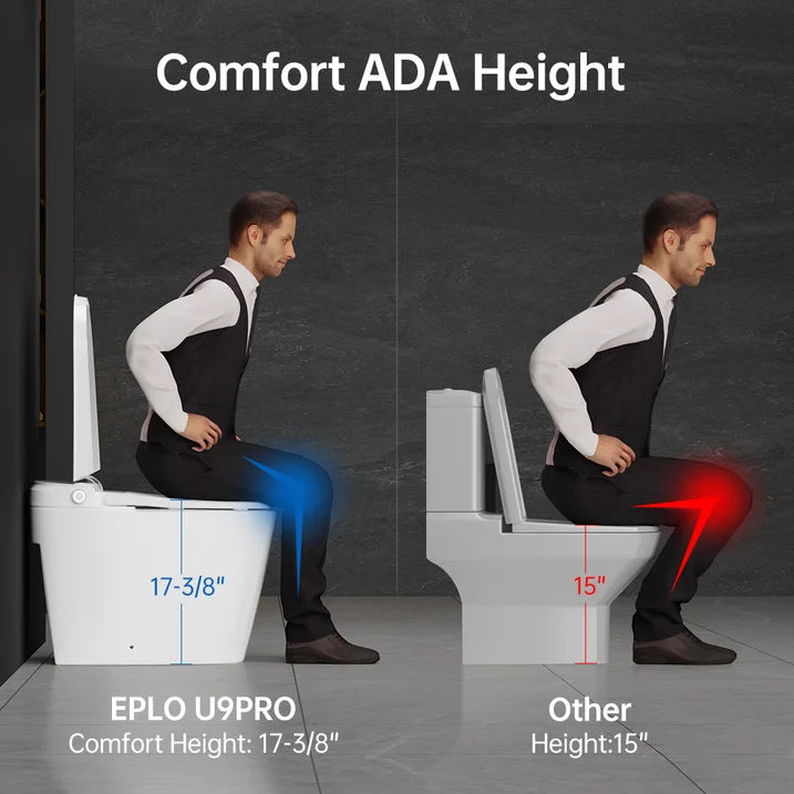 Smart Bidet Toilet Built in Tank,Comfortable Seat Height, Dual Flush Elongated Toilet Bidet, Foot Sensor Flush/Open Seat