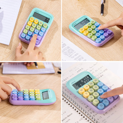 Deli Mechanical Switch Calculator with Battery, 10 Digit Large LCD Display, Big Buttons, Purple