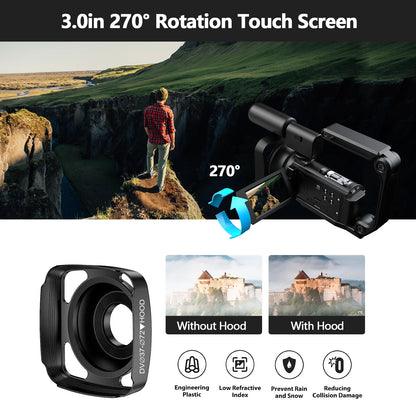 Campark AC12 5K 25FPS Video Camera 56MP Photo 3”Touch Screen Digital Camcorder for Vlogging Youtube
