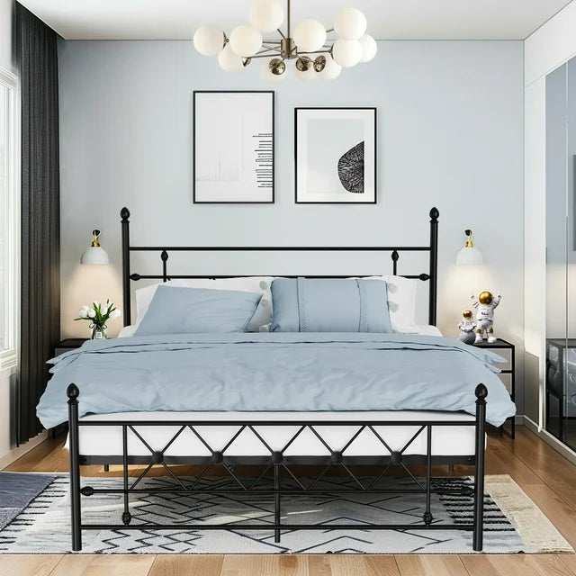 HOMWOO Metal Platform Bed Frame with Headboard, Queen Size