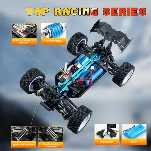Loheer Fast RC Cars for Adults 45KM/H, 4WD Off Road Remote Control Car with Dual Batteries, All-Terrain RC Truck for Racing, Grass, Sand, Mud