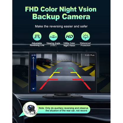Lamtto Portable Car Stereo Wireless Apple CarPlay, 9" FHD Car Touch Sereen Radio with 1080P Backup Camera, Android Auto, Voice Control, Bluetooth, Mirror Link, GPS Navigation, Balck