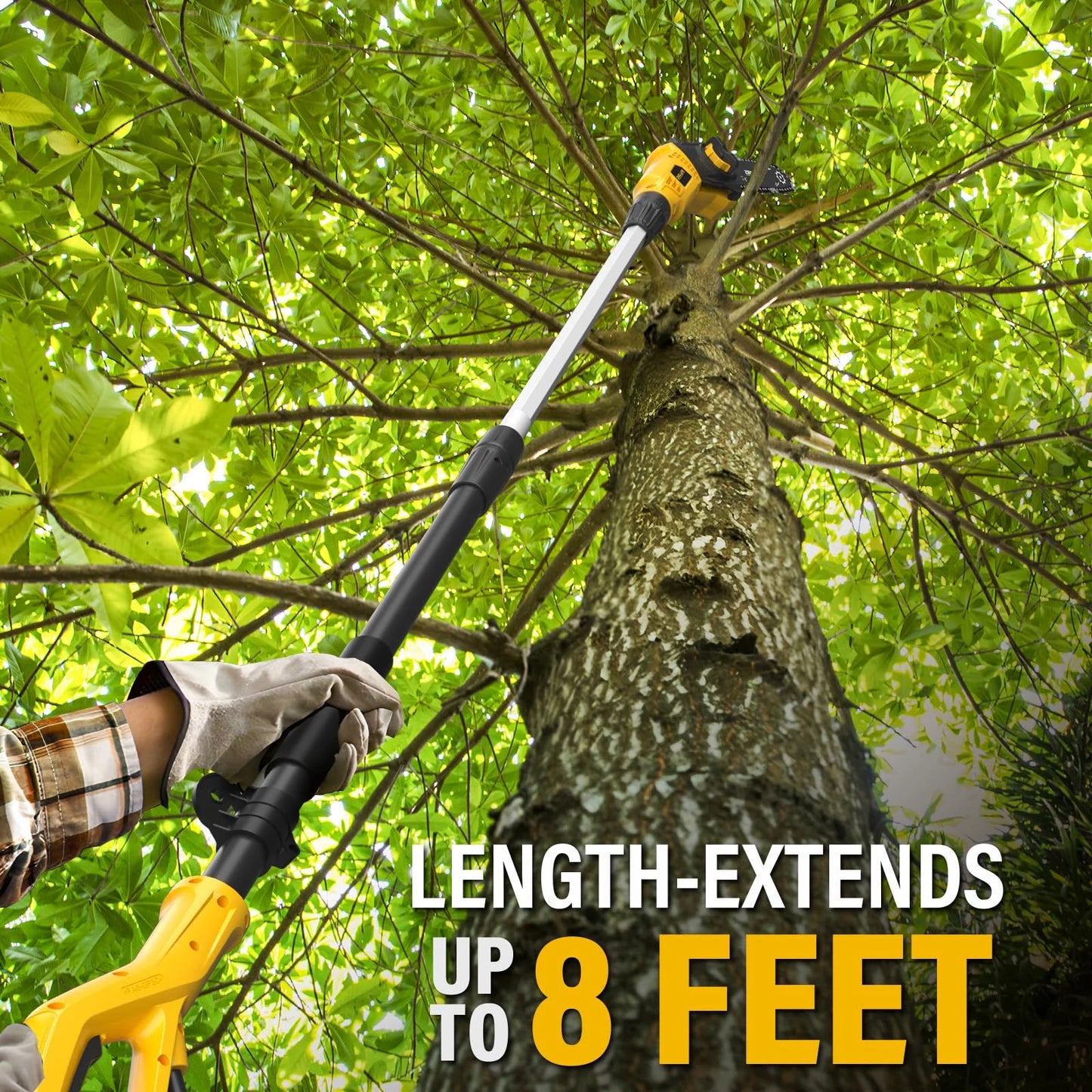 ZEGJAW Pole Saw Corded, 6 Amp 8 Inch Pole Saws for Tree Trimming, Electric Pole Saw with 13 Feet Height Reach, Tool-free Installation