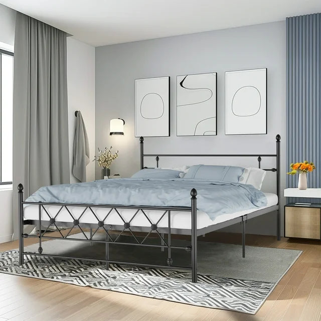 HOMWOO Metal Platform Bed Frame with Headboard, Queen Size