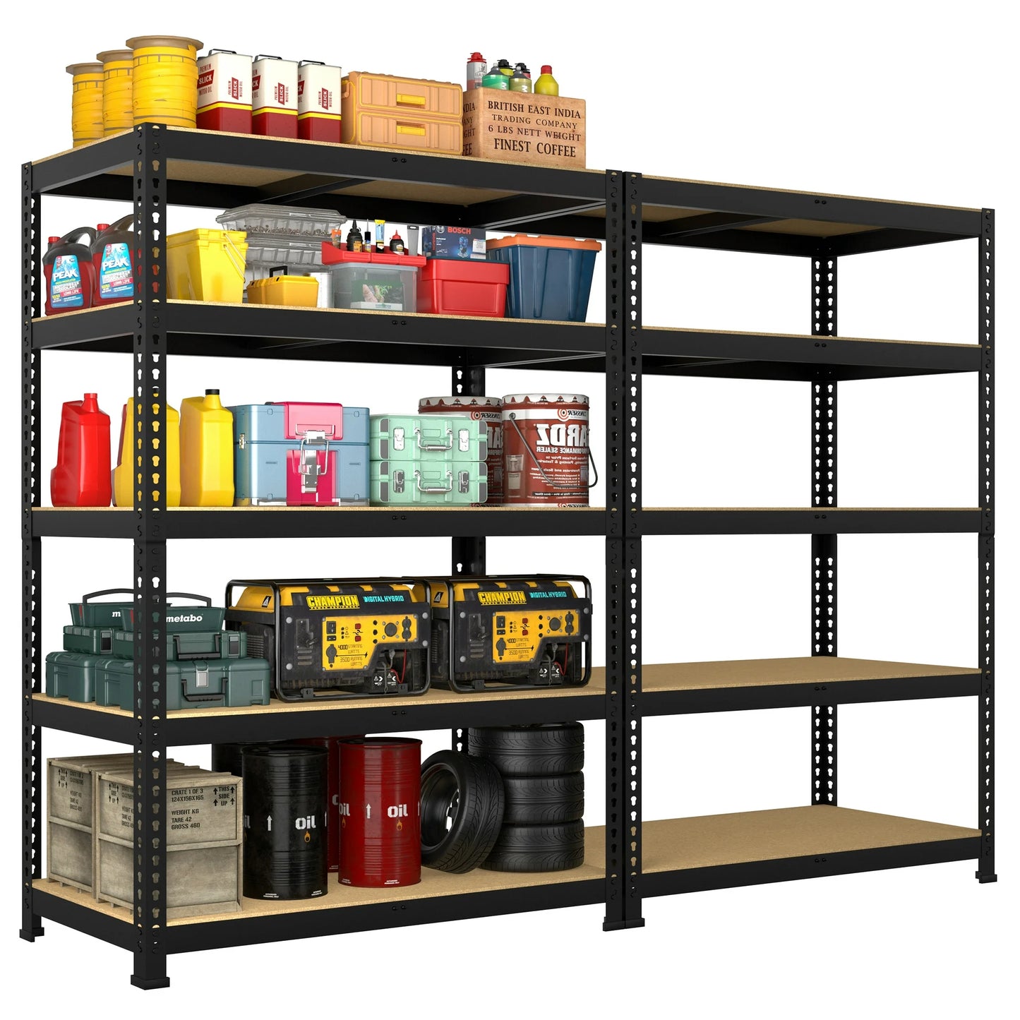 TrumanPick Storage Shelves Garage Shelving Units Metal Heavy Duty Adjustable Shelf Rack 36"  x 12"  x 72" 5 Tier 2000lbs for Warehouse Pantry Closet, Black