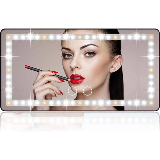 Car Sun Visor Vanity Mirror Rechargeable, Car Makeup Mirror with 60 LED Lights, 3 Color Lighting Modes, USB Rechargeable Led Light Car Mirror with Dimmable Touch Screen (Black)